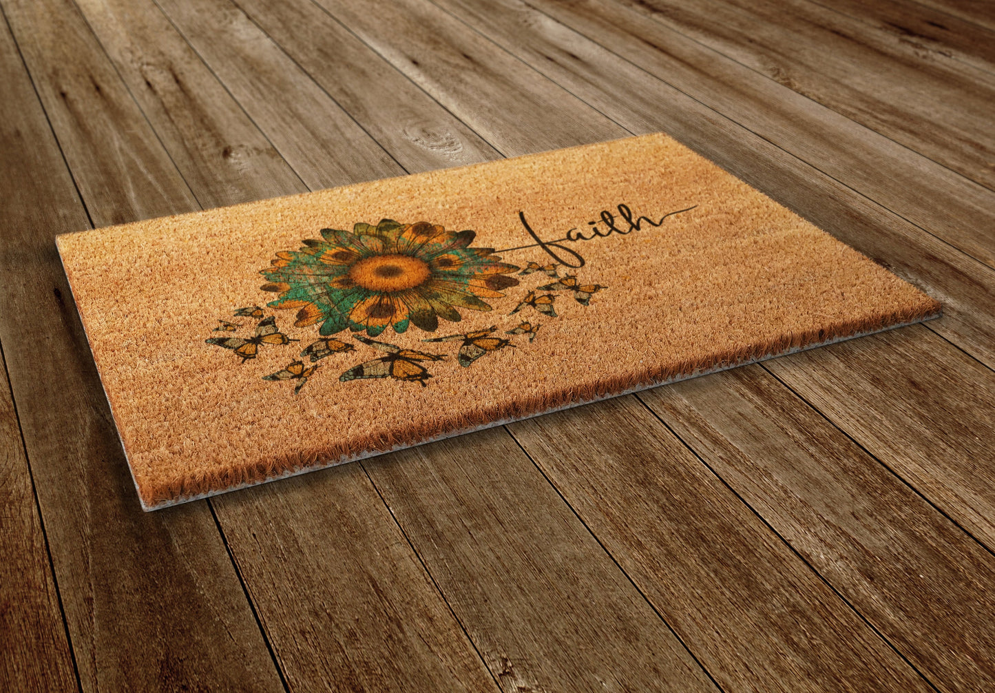 Faith Door Mat,  Spring Door Mats, Farmhouse Doormat, Sunflower and Butterfly Doormats, Funny Doormat, Welcome Mats