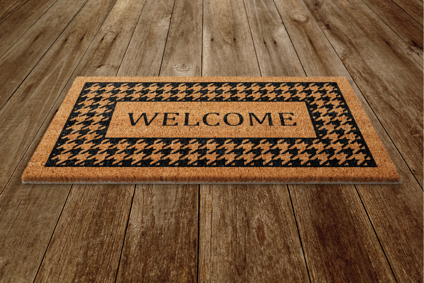 Houndstooth Welcome Door Mat, Houndstooth Welcome Coir Door Mats, Funny Doormat, Welcome Outdoor Mat