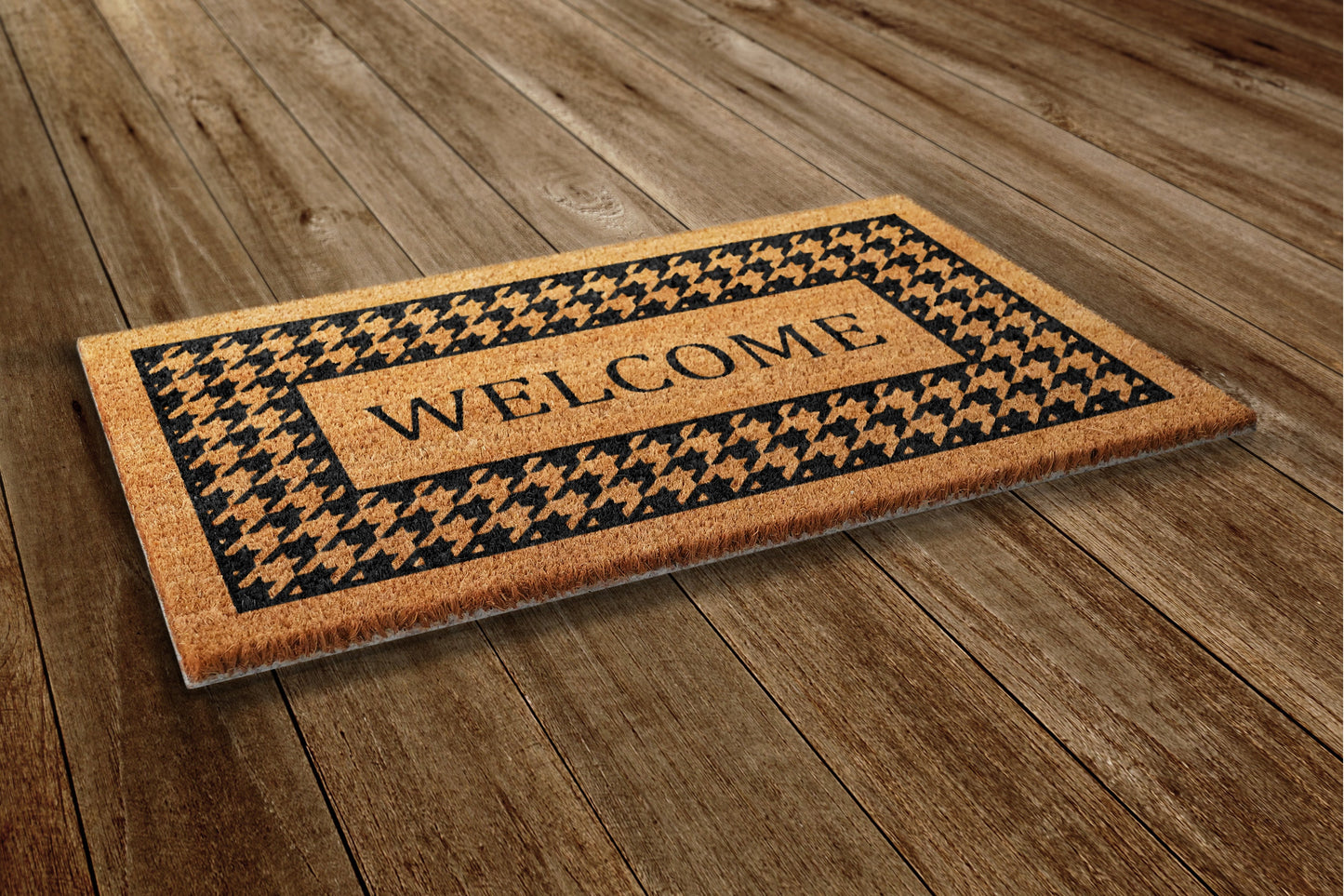 Houndstooth Welcome Door Mat, Houndstooth Welcome Coir Door Mats, Funny Doormat, Welcome Outdoor Mat