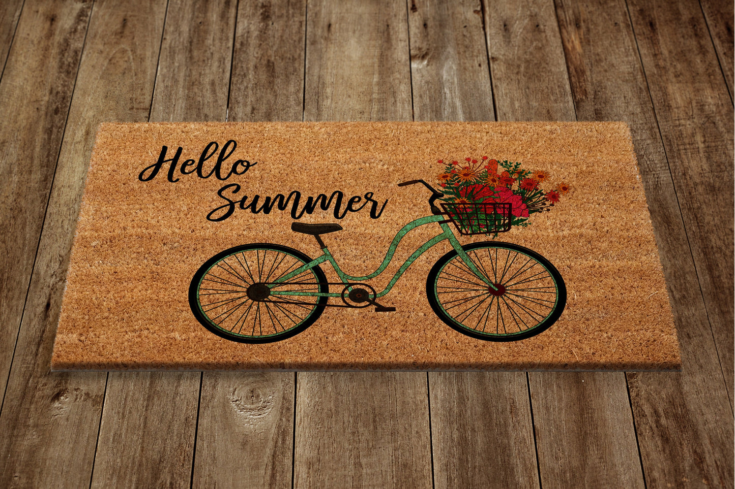 Hello Summer Door Mat, Hello Summer Welcome Coir Door Mats, Funny Doormat, Welcome Outdoor Mat