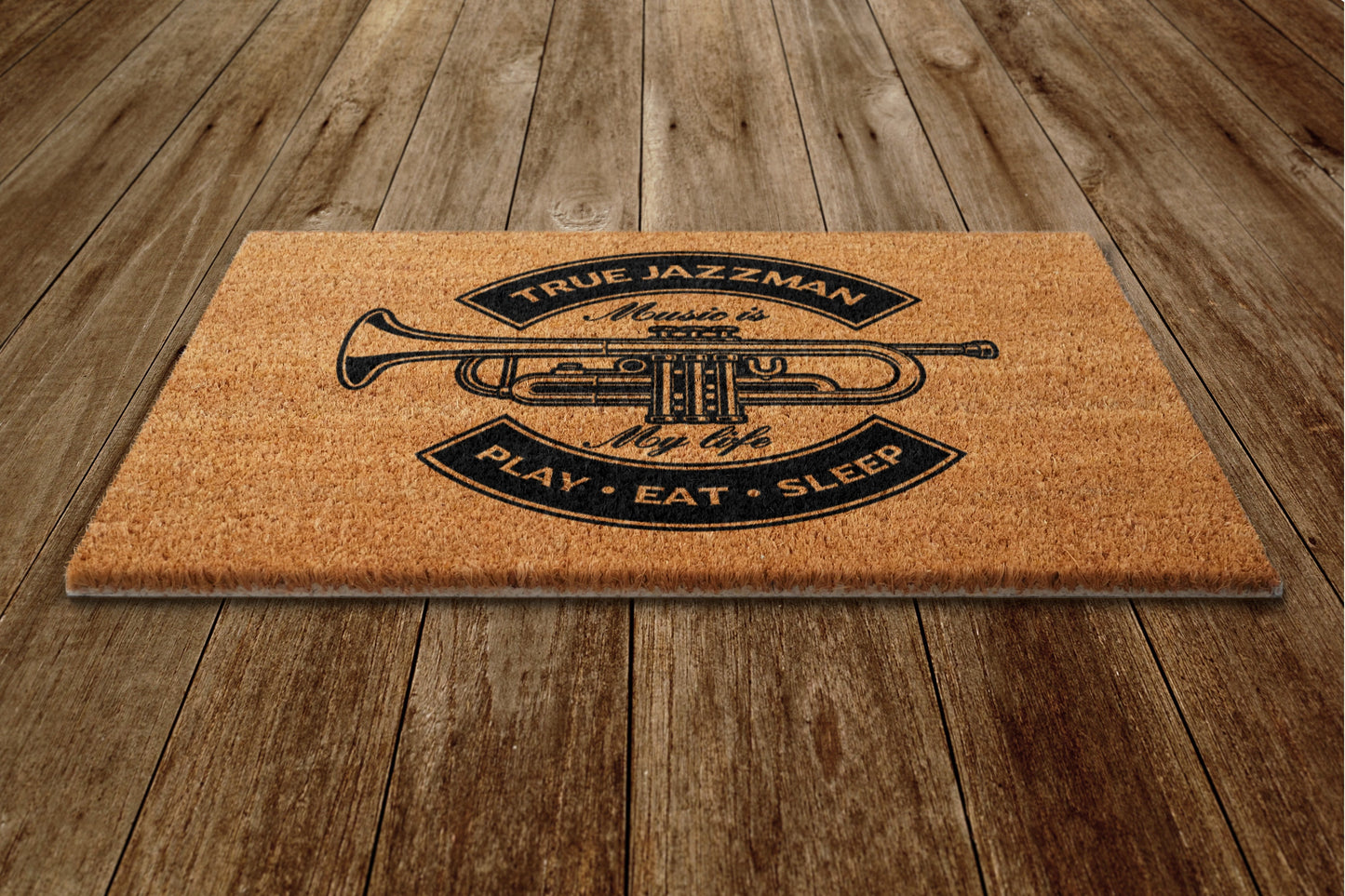 Jazz Man Door Mat, Play Eat Sleep Door Mat, Funny Doormat, Welcome Outdoor Coir Mats Gift Doormat Housewarming Gift