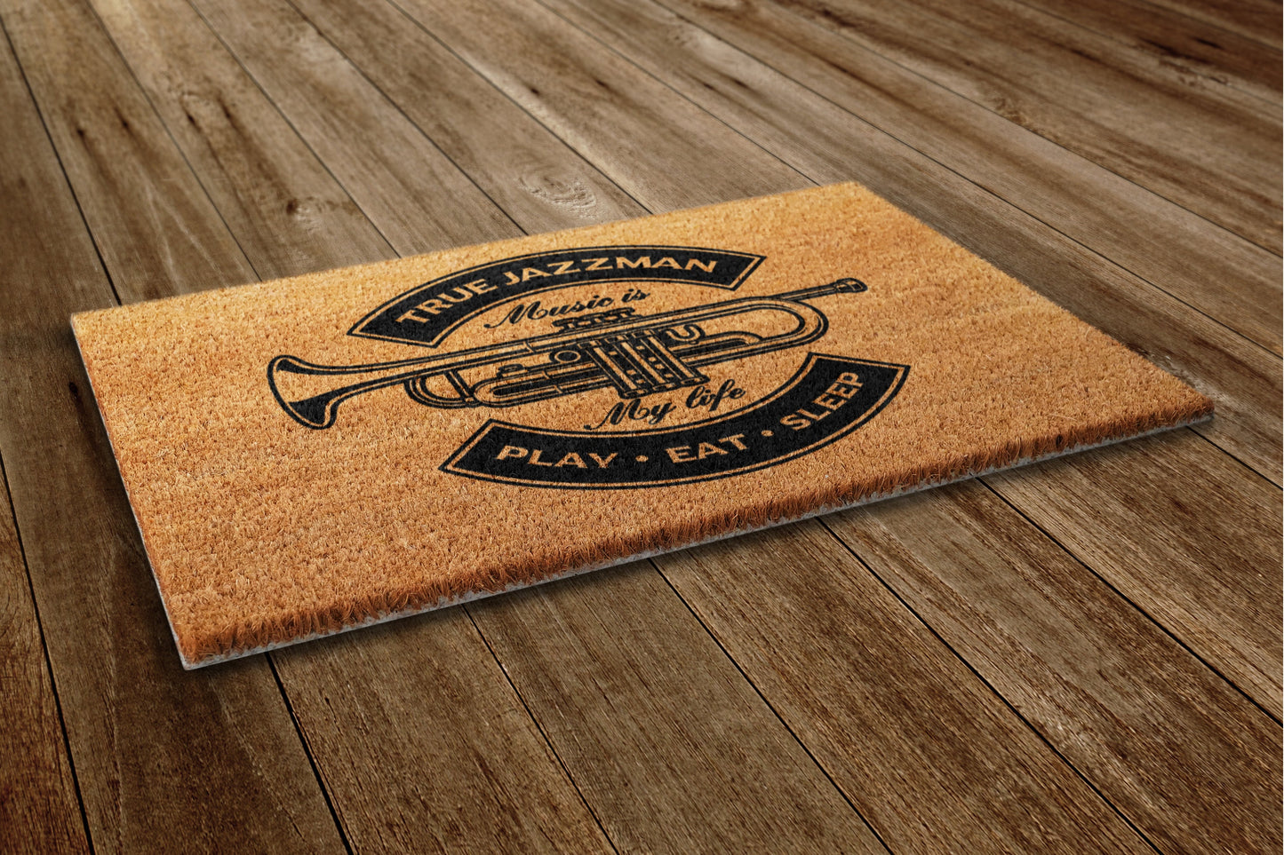 Jazz Man Door Mat, Play Eat Sleep Door Mat, Funny Doormat, Welcome Outdoor Coir Mats Gift Doormat Housewarming Gift