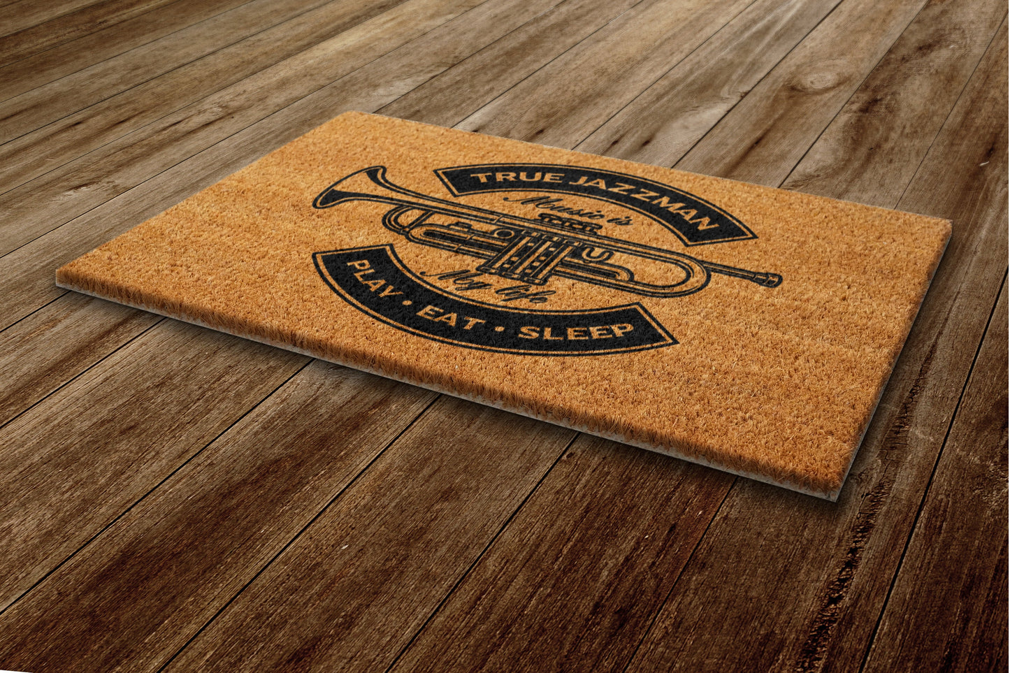Jazz Man Door Mat, Play Eat Sleep Door Mat, Funny Doormat, Welcome Outdoor Coir Mats Gift Doormat Housewarming Gift