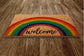 Welcome Rainbow Door Mat, Rainbows Coir Door Mats, Funny Doormat, All Welcome Rainbow Outdoor Mat