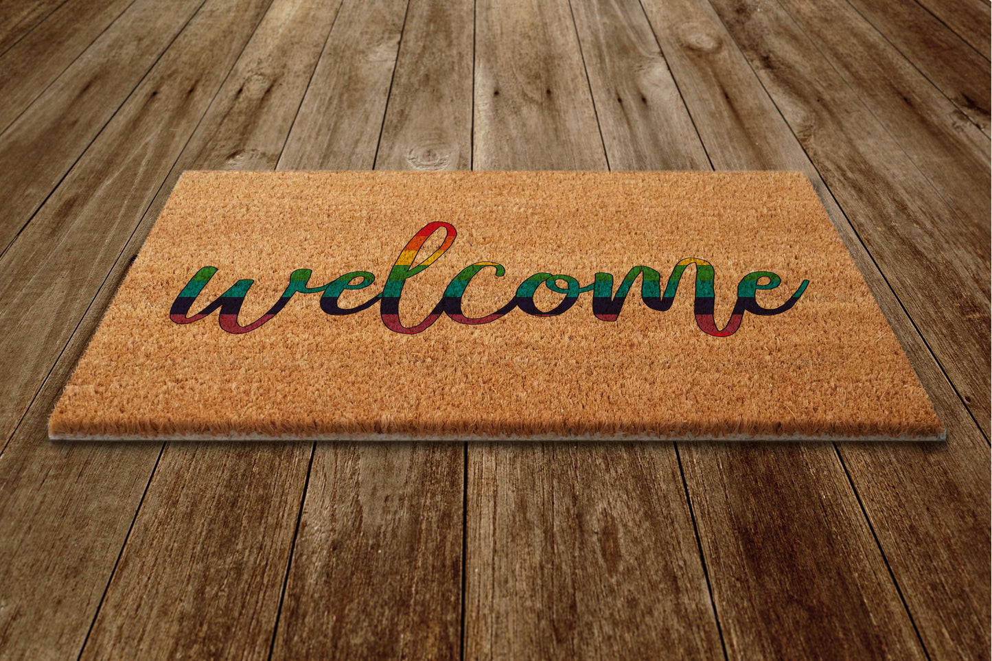 Welcome Rainbow Colors Door Mat, Rainbow Coir Door Mats, Welcome Funny Rainbow Doormat, Welcome Rainbow Outdoor Mat