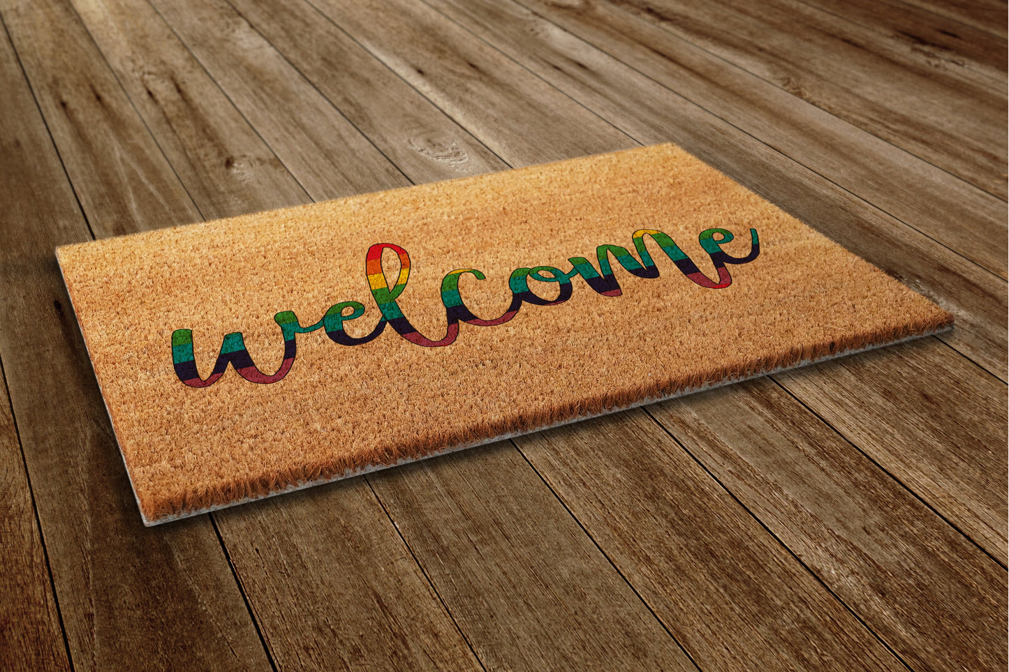 Welcome Rainbow Colors Door Mat, Rainbow Coir Door Mats, Welcome Funny Rainbow Doormat, Welcome Rainbow Outdoor Mat
