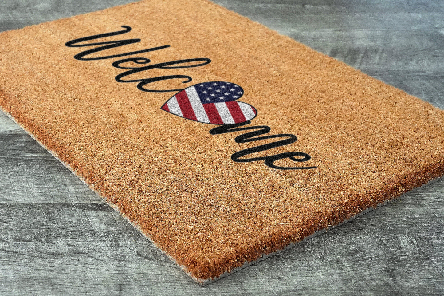 Welcome USA Doormat, USA Flag Hearth Mat, Patriotic Door Mats, Funny Doormat, Patriotic Flag Welcome Mats, US Flag Coir Doormat