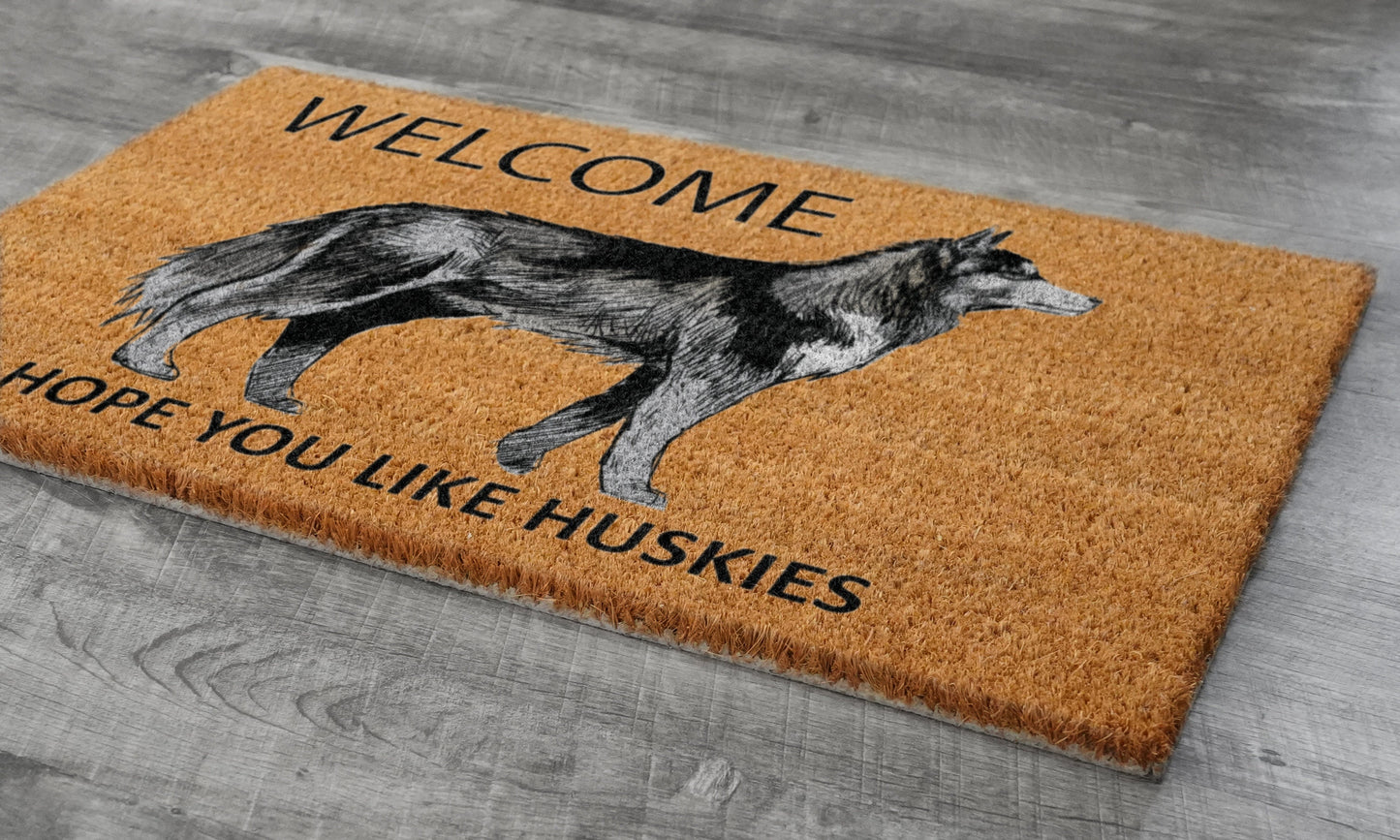 Huskies Door Mat, Welcome Huskies Door Mat Door Mats, Hope You Like Huskies Door Mat Coir Door Mats, Huskies Door Mat Outdoor Coir Mat