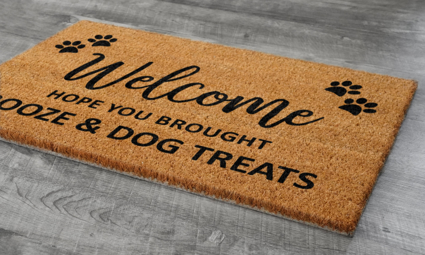 Booze and Dog Treats Mat, Hope You Brought Booze Door Mats, Funny Wine Doormat, Welcome Mats