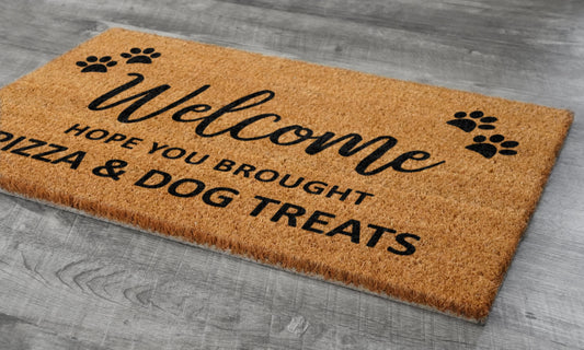 Pizza and Dog Treats Door Mat, Hope You Brought Pizza and Dog Treats Door Mats, Funny Pizza and Dog Treats Doormat, Welcome Mats