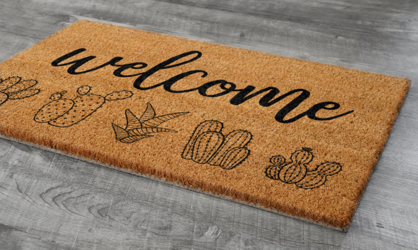 Welcome Cactus Mat, Welcome Coir Doormats, Cactus Doormats, Funny Cactus Coir Mats, Welcome Funny Cactus Door Mats