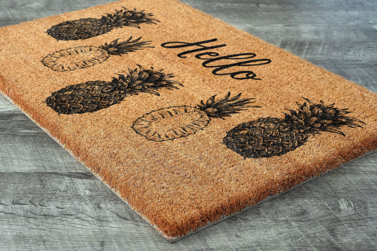 Hello Pineapples Door Mat, Pineapples Welcome Coir Door Mats, Pineapple Funny Doormat, Hello Pineapple Outdoor Mat