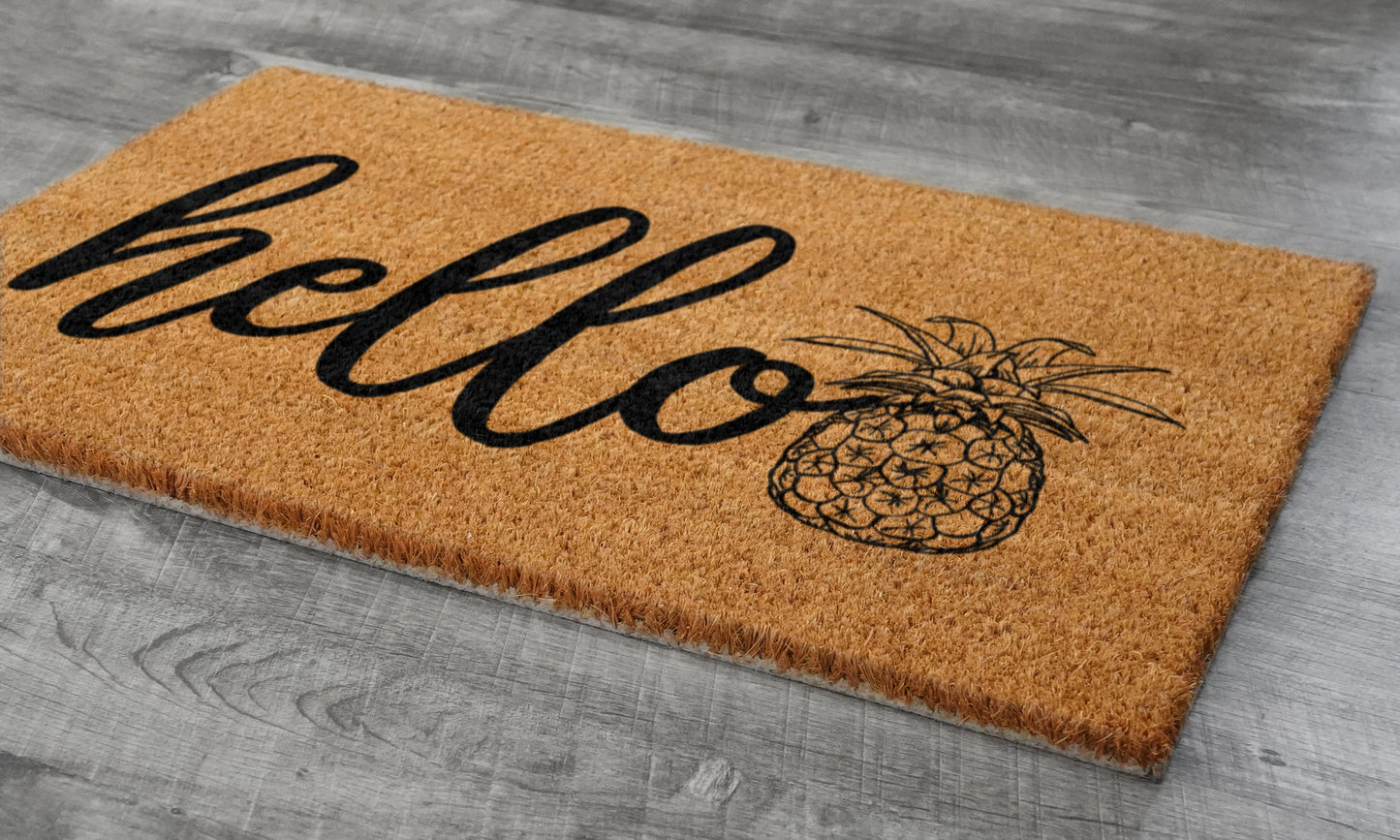 Hello Pineapple Door Mats, Hello  Pineapples Welcome Coir Door Mats, Pineapple Funny Doormat, Pineapple Hello Outdoor Coir Mat