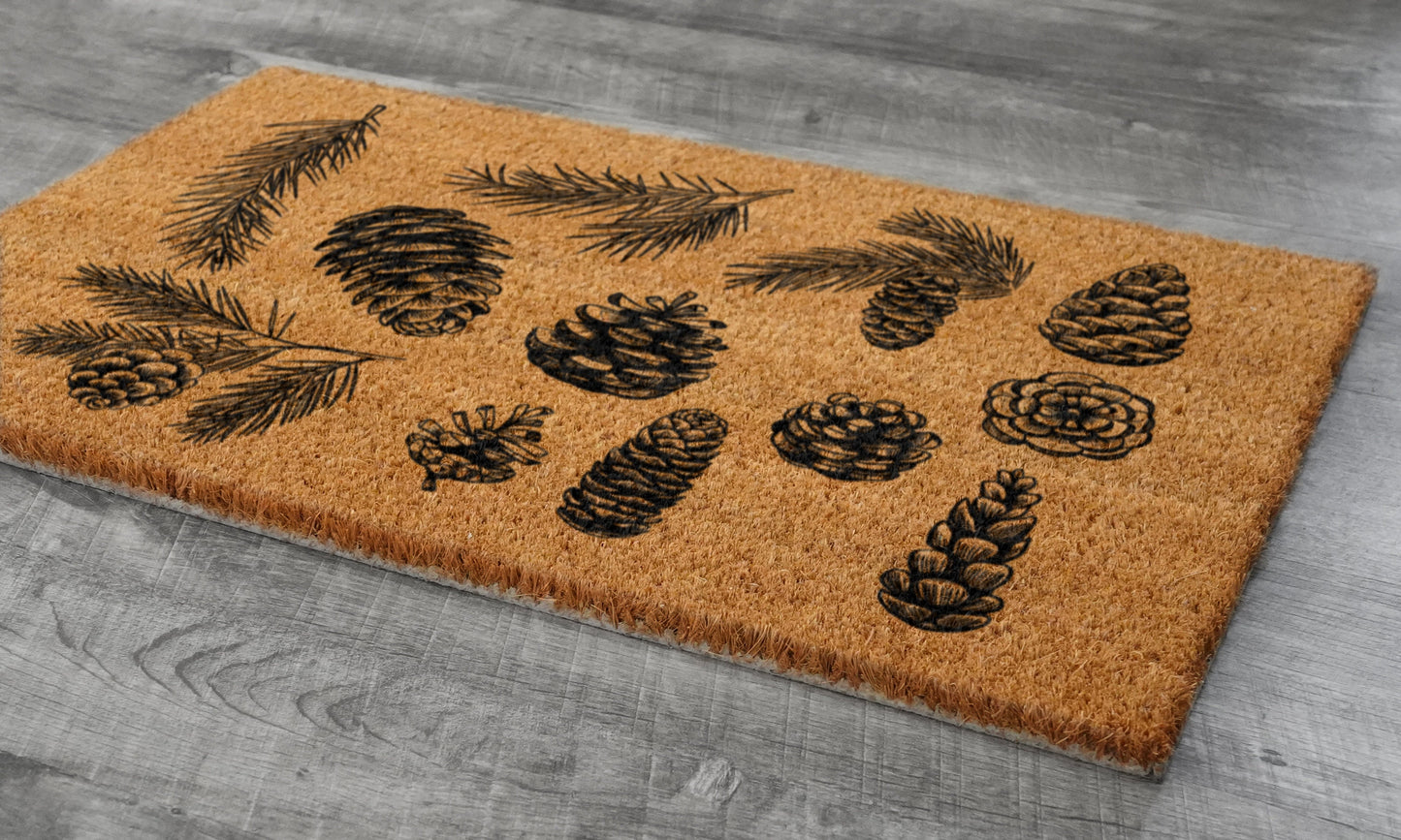 Welcome Spruce Cone Door Mats, Spruce Cones Welcome Coir Door Mats, Spruce ConeS Funny Doormat, Welcome Outdoor Coir Mat
