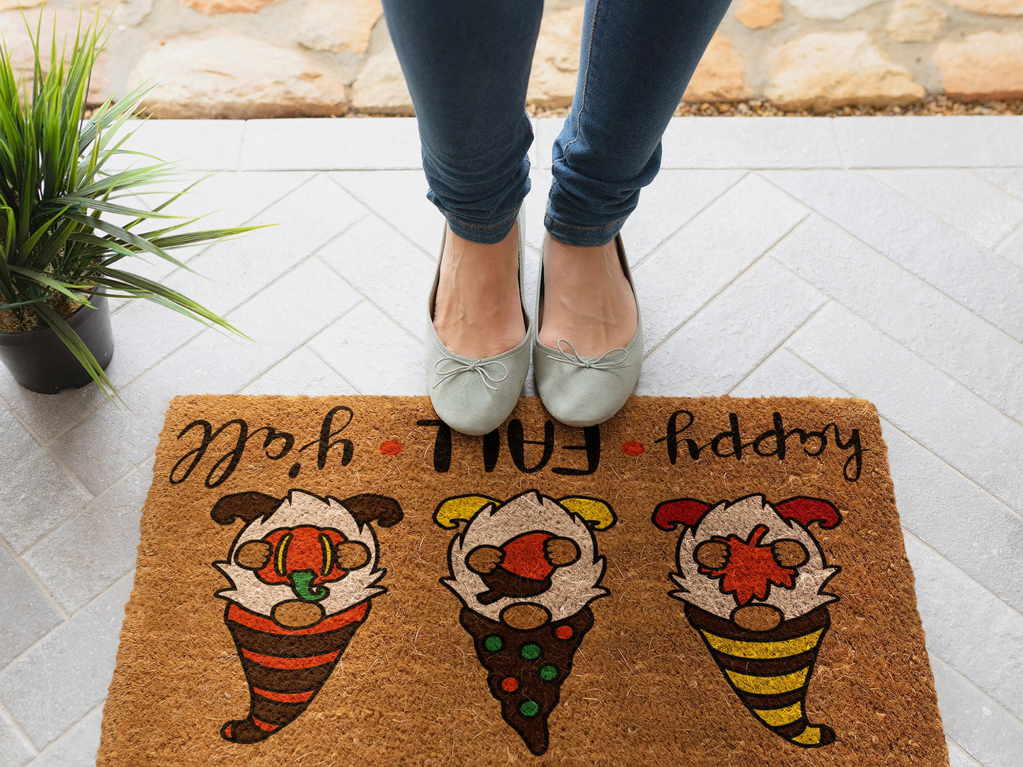 Happy Fall Y'all, Gnome Coir Door Mat, Welcome Mat, Front Door Mat, Outdoor Mats, Funny Doormat, Fall Welcome Mats, Coir Mats