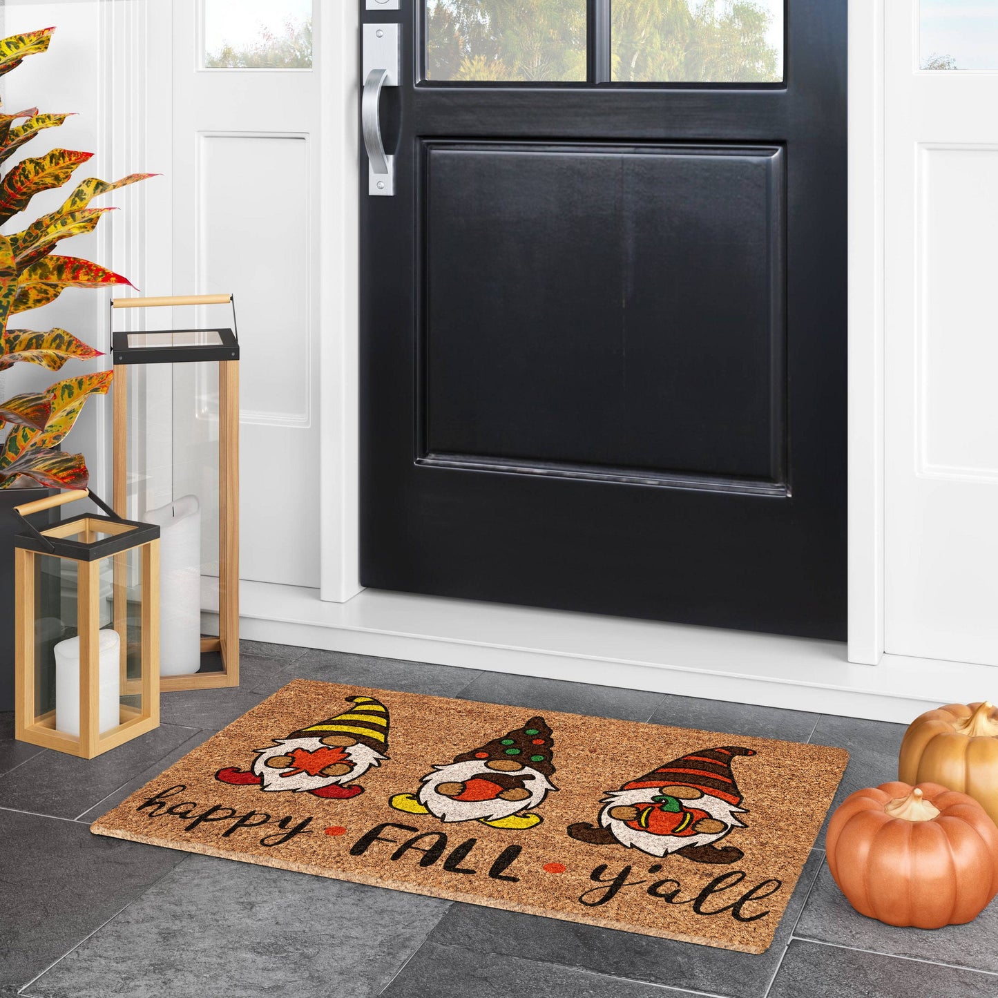 Happy Fall Y'all, Gnome Coir Door Mat, Welcome Mat, Front Door Mat, Outdoor Mats, Funny Doormat, Fall Welcome Mats, Coir Mats