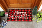 Christmas Merry Christmas, Christmas Snow and Plaid Coir Door Mat, Front Door Mat, Outdoor Mats, Funny Doormat, Welcome Mats, Coir Mats