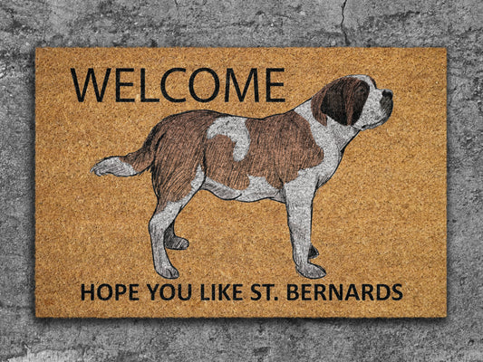 St. Bernards Door Mat, Welcome ST. Bernards Door Mats, Hope You Like ST. Bernard Coir Door Mats, ST. Bernard Outdoor Coir Mat