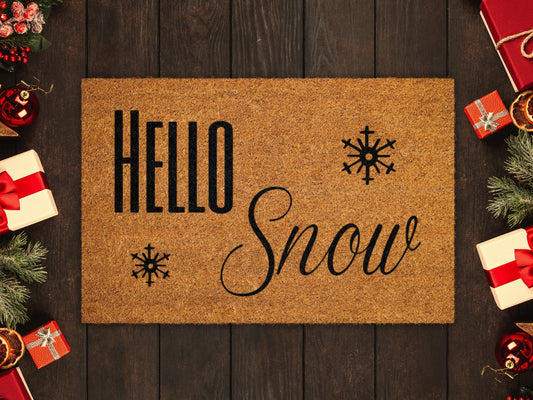 Christmas Hello Snow  Doormat, Merry Christmas Coir Door Mat, Front Door Mat, Outdoor Mats, Funny Doormat, Welcome Mats, Christmas Coir Mats