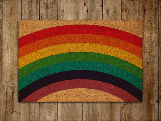 Big Rainbow Door Mat, Rainbow Coir Door Mats, Big Funny Rainbow Doormat, Welcome Rainbow Outdoor Mat