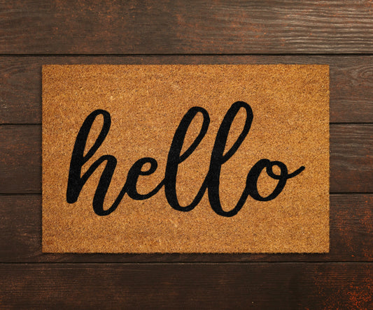 Hello Doormat, Hello Welcome Doormat, Hello Coir Mat, Personalized Doormats, Home Decor Hello Mat, Gift Door Mats,