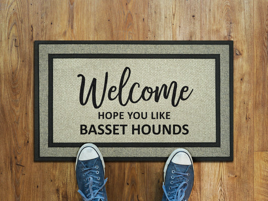 Basset Hounds Doormat, Basset Hound Funny Dogs Door Mat, Funny Basset Hounds Dogs Rubber Mat, Welcome Basset Hound Doormat Gift