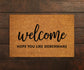 Welcome Hope You Like Dobermans, Welcome Doormat, Funny Dobermans, Welcome Doormats, New Home Gift, Wedding Gift Doormat, Welcome Mat