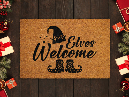 Christmas  Doormat, Elves Welcome Coir Door Mat, Christmas Door Mat, Front Door Mat, Outdoor Mats, Funny Doormat, Welcome Mats, Coir Mats