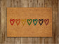 Rainbow of the Hearts Door Mat, Rainbow Hearts Coir Door Mats, Funny Rainbow Doormat, Welcome Rainbow Outdoor Mat