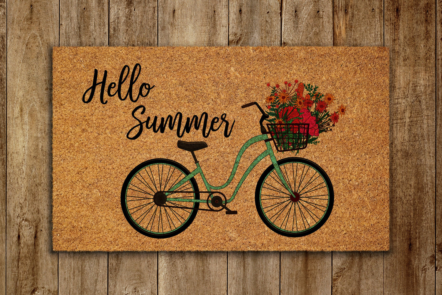 Hello Summer Door Mat, Hello Summer Welcome Coir Door Mats, Funny Doormat, Welcome Outdoor Mat