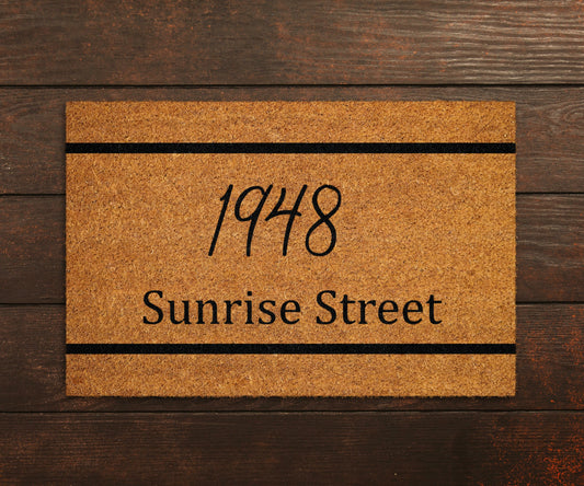 Personalized Street Address Doormat, Personalized Door Mat, Street name doormat, Housewarmings Gift , House Number Doormat