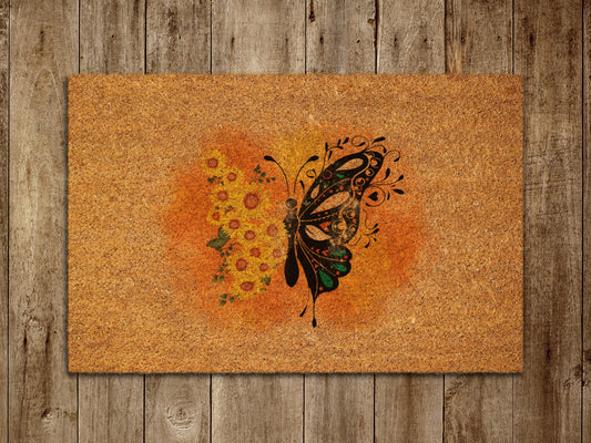 Sunflower and Butterfly Door Mat,  Spring Door Mats, Farmhouse Doormat, Sunflower and Butterfly Doormats, Funny Doormat, Welcome Mats