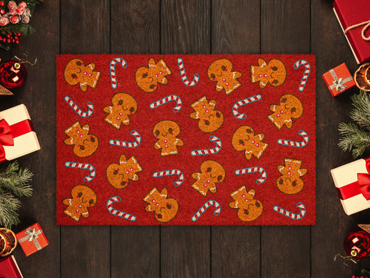Gingerbread and Peppermint Door Mat, Peppermint Christmas Coir Mat, Front Door Mat, Outdoor Mats, Funny Doormat, Welcome Mats, Coir Mats