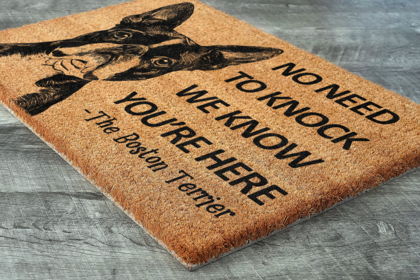 Boston Terrier Door Mat, Boston Terrier We Know You ARE Here Spring Door Mats, Boston Terrier Doormat, Welcome Boston Terrier Coir Mats