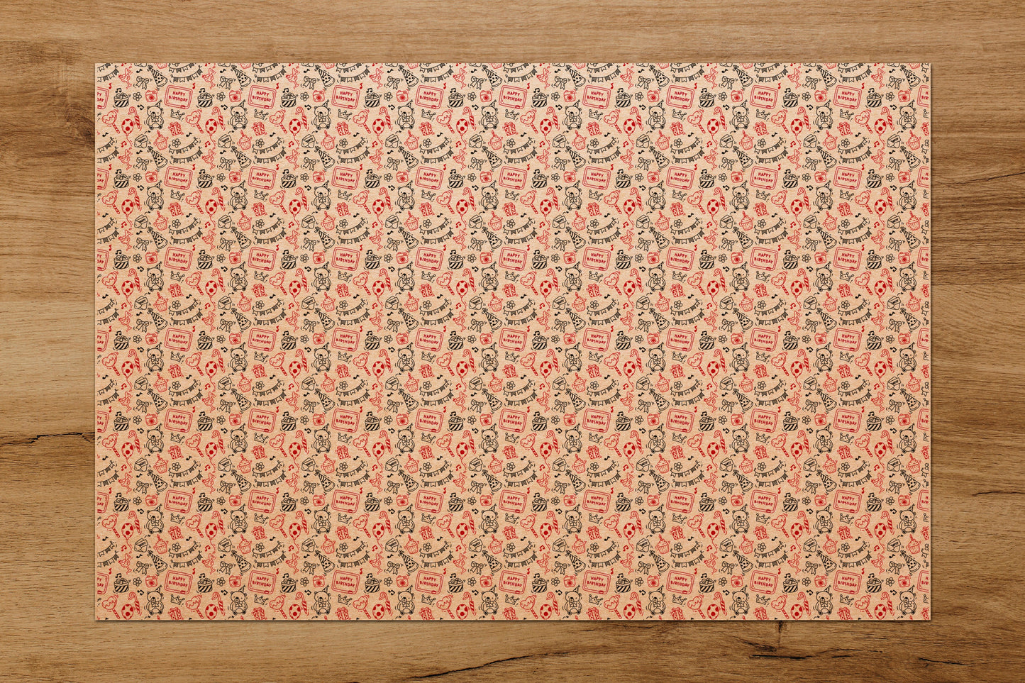 Happy Birthday Doodle Pattern Gift Wrapping Paper, Happy Birthday Doodle Wrapping Paper, Wrapping Paper, Happy Birthday Wrapping Paper