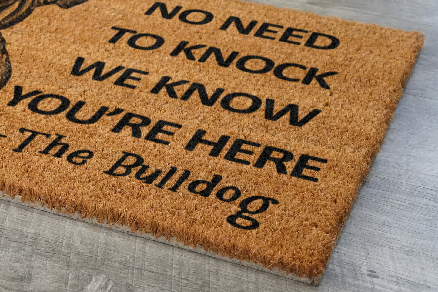 Bulldog Door Mat, Bulldog We Know You ARE Here Spring Door Mats, Bulldogs Doormat, Welcome Bulldog Outdoor Coir Mats, Bulldog Door Mat