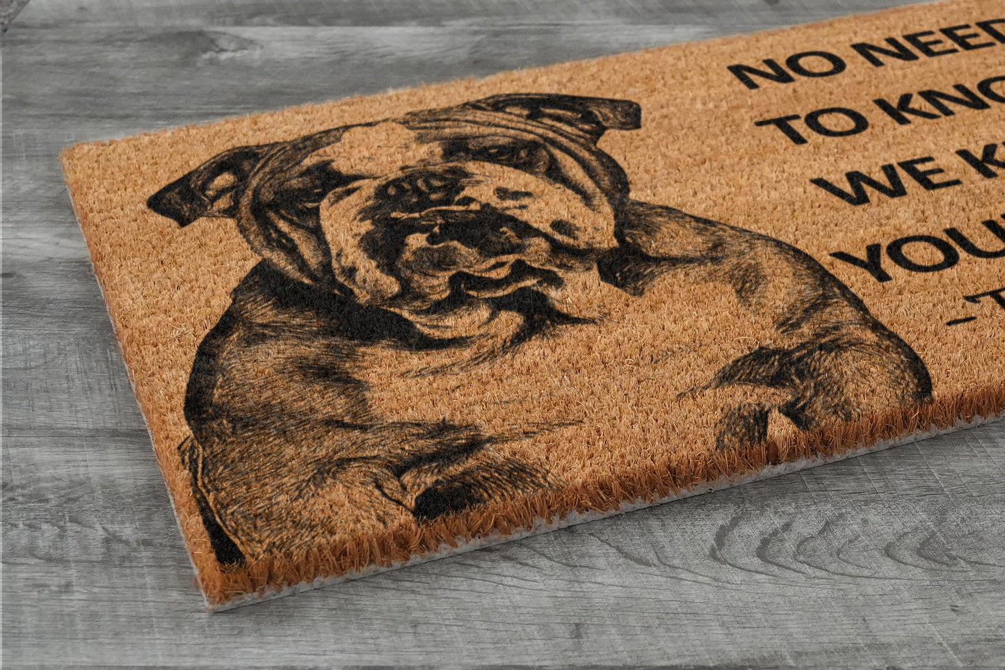 Bulldog Door Mat, Bulldog We Know You ARE Here Spring Door Mats, Bulldogs Doormat, Welcome Bulldog Outdoor Coir Mats, Bulldog Door Mat