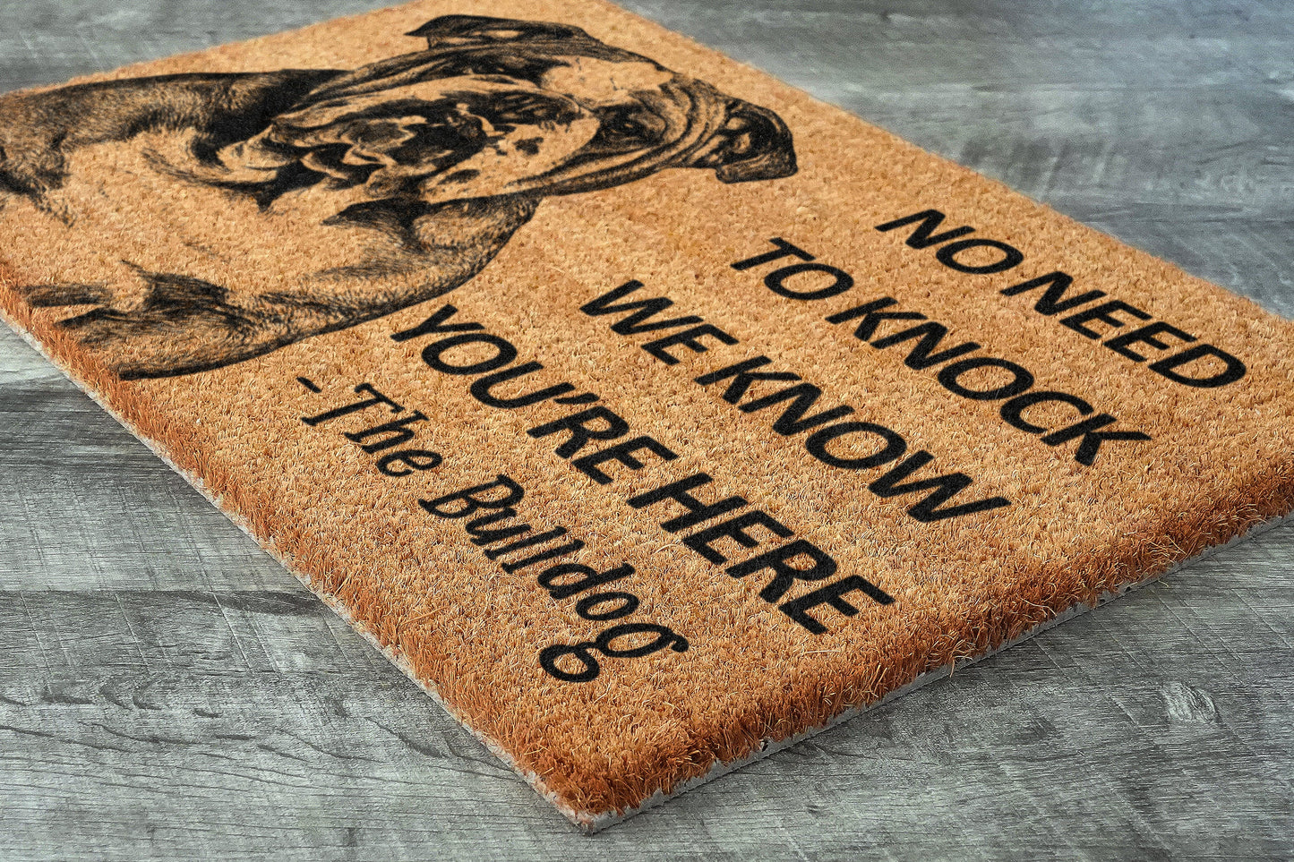 Bulldog Door Mat, Bulldog We Know You ARE Here Spring Door Mats, Bulldogs Doormat, Welcome Bulldog Outdoor Coir Mats, Bulldog Door Mat