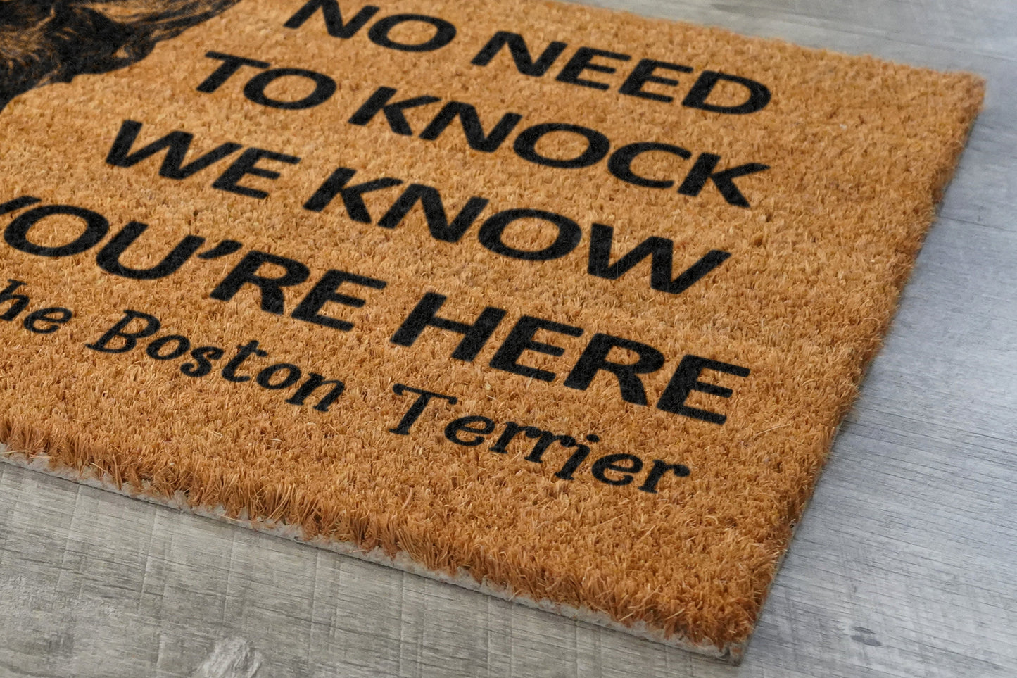 Boston Terrier Door Mat, Boston Terrier We Know You ARE Here Spring Door Mats, Boston Terrier Doormat, Welcome Boston Terrier Coir Mats