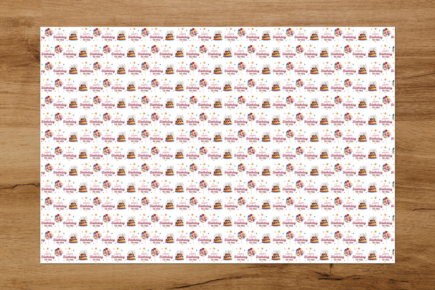 Happy Birthday Pattern Gift Wrapping Paper, Happy Birthday Wrapping Paper, Birthday Wrapping Paper