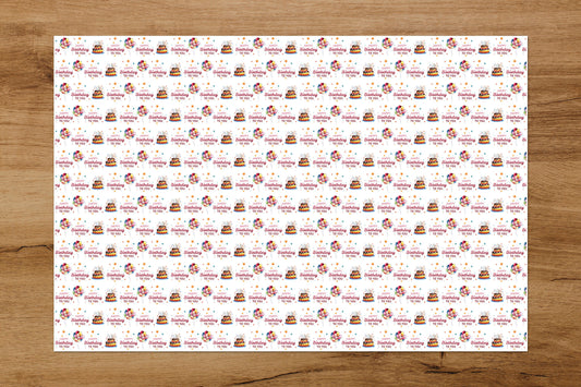 Happy Birthday Pattern Gift Wrapping Paper, Happy Birthday Wrapping Paper, Birthday Wrapping Paper