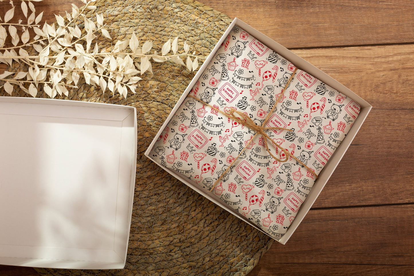 Happy Birthday Doodle Pattern Gift Wrapping Paper, Happy Birthday Doodle Wrapping Paper, Wrapping Paper, Happy Birthday Wrapping Paper