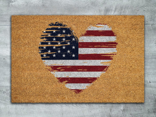 USA Flag Hearth, Patriotic  Door Mats, Funny Doormat, USA Flag Welcome Mats, US Flag Coir Doormat
