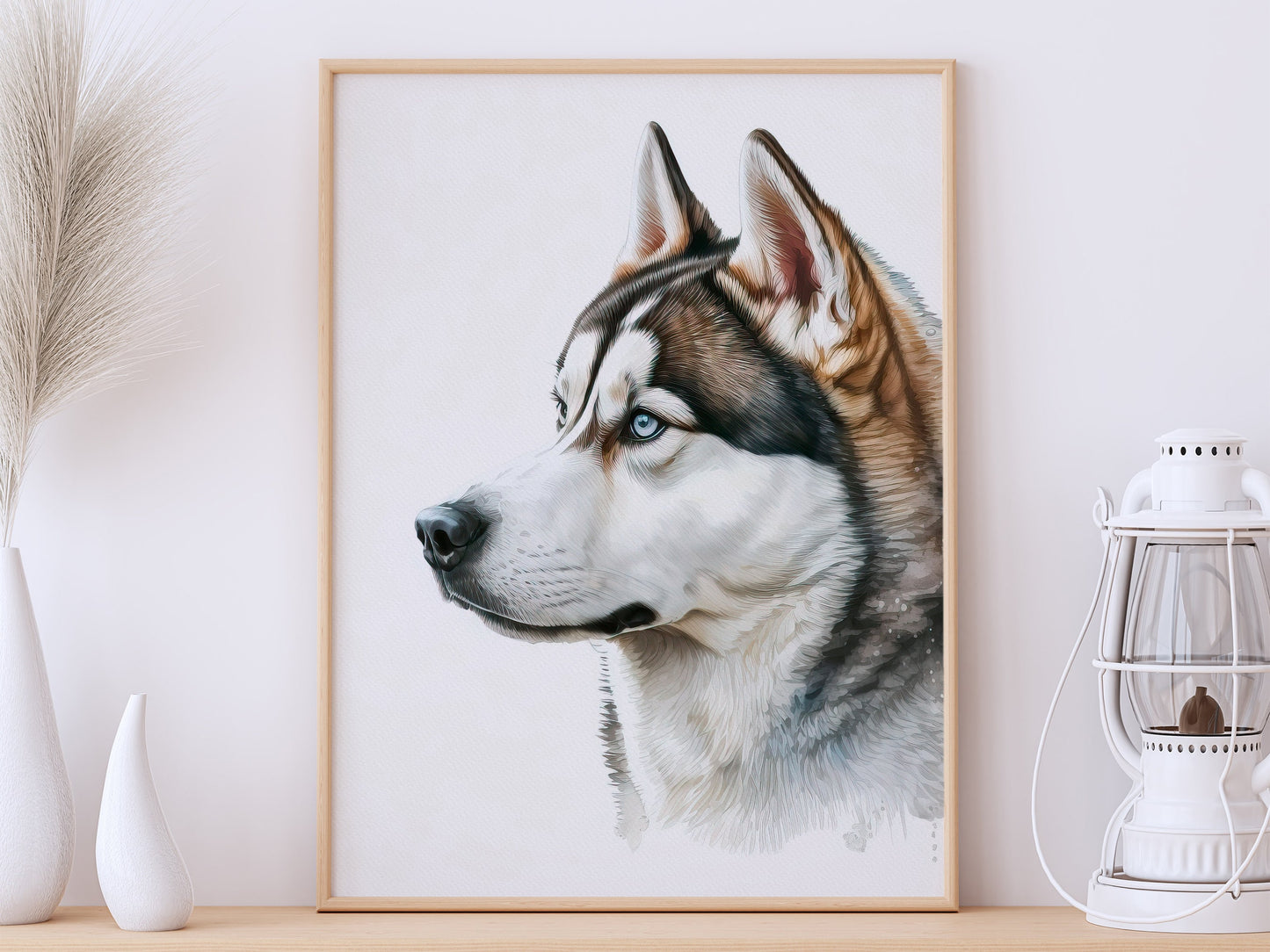 Husky Print, Canvas Husky Print, Watercolor Siberian Husky Art Paper Print, Home Decor Siberian Husky Print 1