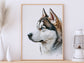 Husky Print, Canvas Husky Print, Watercolor Siberian Husky Art Paper Print, Home Decor Siberian Husky Print 1