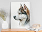 Husky Print, Canvas Husky Print, Watercolor Siberian Husky Art Paper Print, Home Decor Siberian Husky Print 1