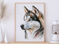 Husky Print, Canvas Husky Print, Watercolor Siberian Husky Art Paper Print, Home Decor Siberian Husky Print 2