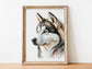 Husky Print, Canvas Husky Print, Watercolor Siberian Husky Art Paper Print, Home Decor Siberian Husky Print 2