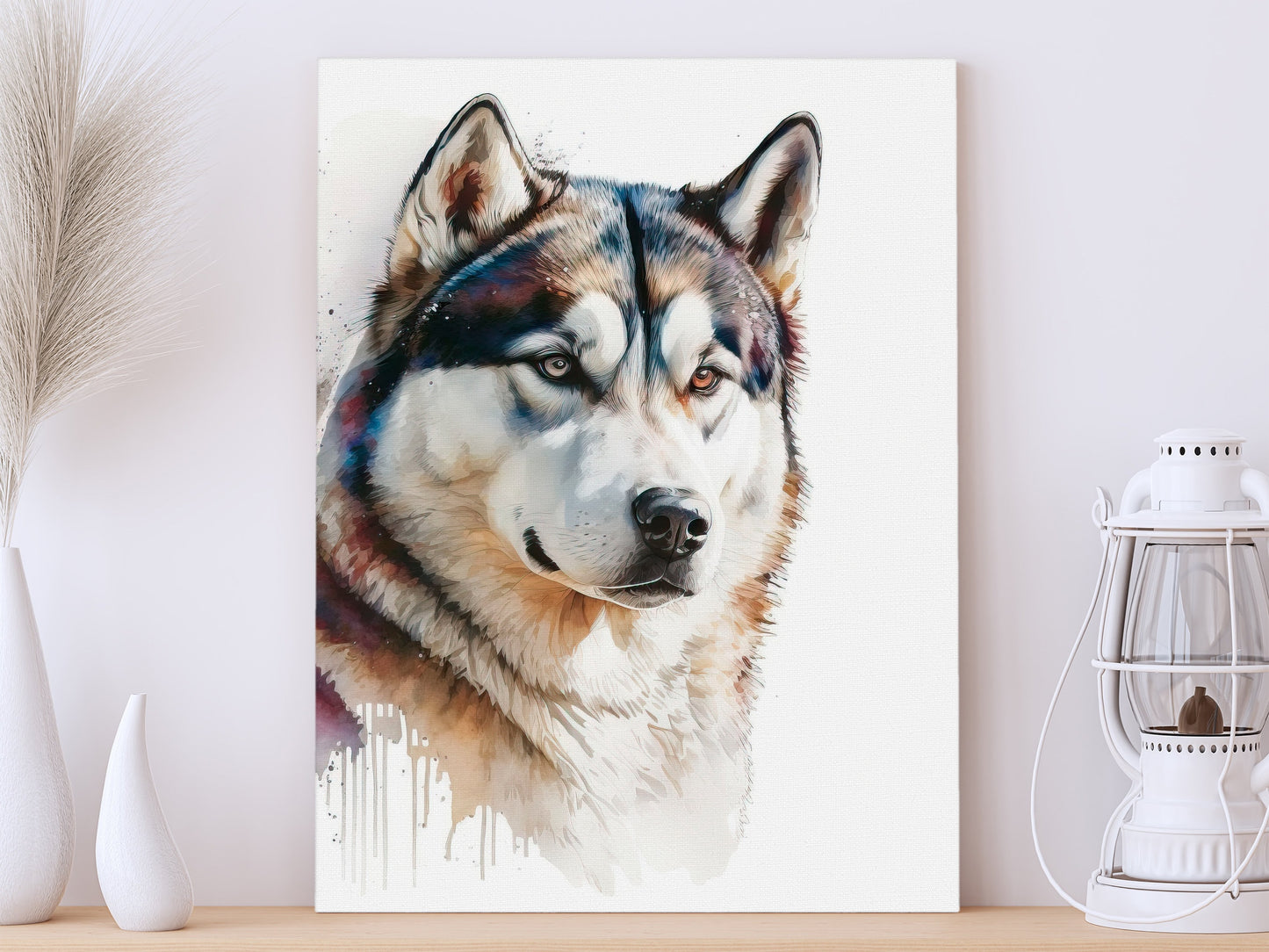 Husky Print, Canvas Husky Print, Watercolor Siberian Husky Art Paper Print, Home Decor Siberian Husky Print 3