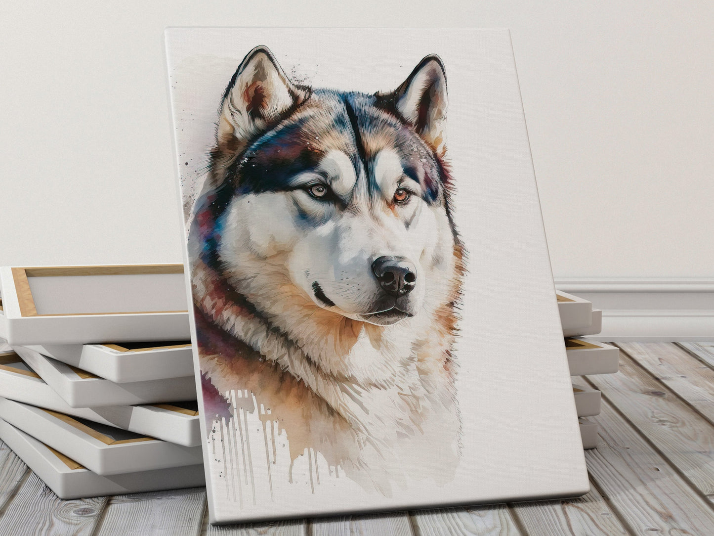 Husky Print, Canvas Husky Print, Watercolor Siberian Husky Art Paper Print, Home Decor Siberian Husky Print 3